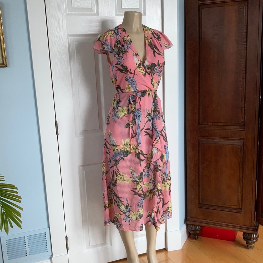 Women’s River island pink summer wrap dress sz 6